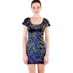 Neon Background Light Design Short Sleeve Bodycon Dress by Pakrebo