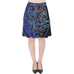 Neon Background Light Design Velvet High Waist Skirt by Pakrebo