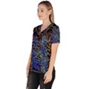 Neon Background Light Design Women s V-Neck Scrub Top View2