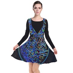 Neon Background Light Design Plunge Pinafore Dress