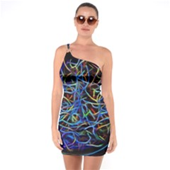 Neon Background Light Design One Soulder Bodycon Dress by Pakrebo