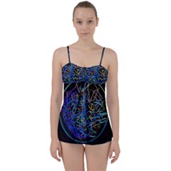 Neon Background Light Design Babydoll Tankini Set by Pakrebo