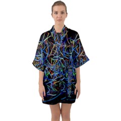 Neon Background Light Design Quarter Sleeve Kimono Robe by Pakrebo