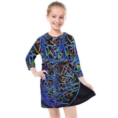 Neon Background Light Design Kids  Quarter Sleeve Shirt Dress