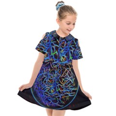 Neon Background Light Design Kids  Short Sleeve Shirt Dress