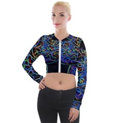 Neon Background Light Design Long Sleeve Cropped Velvet Jacket