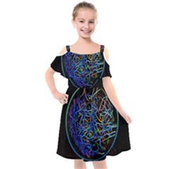 Neon Background Light Design Kids  Cut Out Shoulders Chiffon Dress