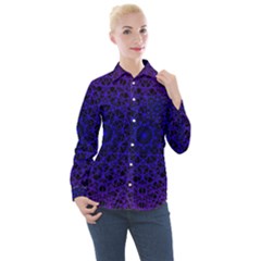 Background Lines Pattern Line Art Women s Long Sleeve Pocket Shirt