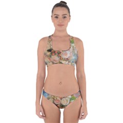 Ackground Flowers Colorful Cross Back Hipster Bikini Set by Pakrebo