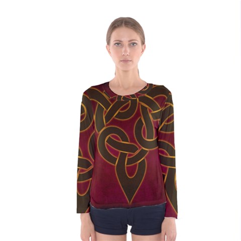 Celtic Spiritual Pattern Art Women s Long Sleeve Tee by Pakrebo