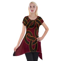 Celtic Spiritual Pattern Art Short Sleeve Side Drop Tunic by Pakrebo