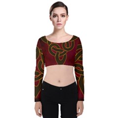 Celtic Spiritual Pattern Art Velvet Long Sleeve Crop Top by Pakrebo