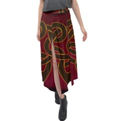 Celtic Spiritual Pattern Art Velour Split Maxi Skirt by Pakrebo