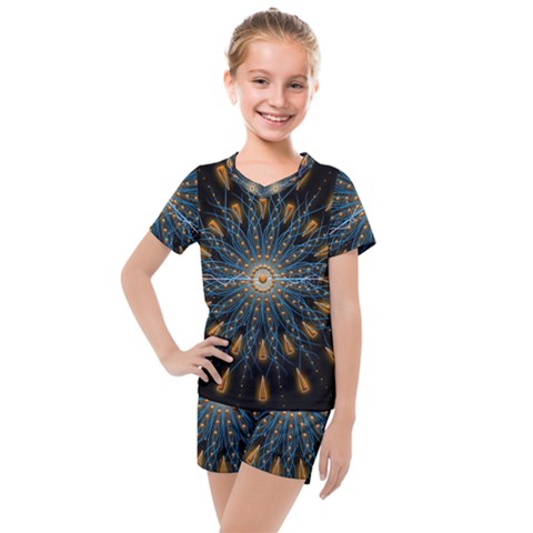 Explosion Fireworks Flare Up Kids  Mesh Tee And Shorts Set by Pakrebo