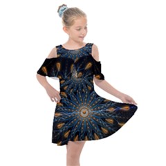 Explosion Fireworks Flare Up Kids  Shoulder Cutout Chiffon Dress by Pakrebo