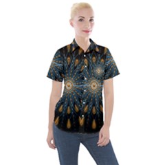 Explosion Fireworks Flare Up Women s Short Sleeve Pocket Shirt