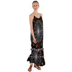 Explosion Fireworks Flare Up Cami Maxi Ruffle Chiffon Dress