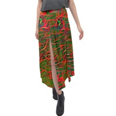 Background Pattern Texture Velour Split Maxi Skirt