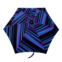 Blue Abstract Lines Pattern Light Mini Folding Umbrellas by Pakrebo