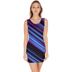 Blue Abstract Lines Pattern Light Bodycon Dress