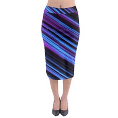 Blue Abstract Lines Pattern Light Midi Pencil Skirt by Pakrebo