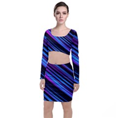 Blue Abstract Lines Pattern Light Top And Skirt Sets by Pakrebo