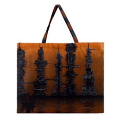 Skyline Future Graphic Sketchbook Zipper Large Tote Bag by Pakrebo