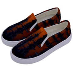 Skyline Future Graphic Sketchbook Kids  Canvas Slip Ons by Pakrebo