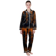 Skyline Future Graphic Sketchbook Satin Long Sleeve Pyjamas Set