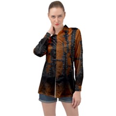 Skyline Future Graphic Sketchbook Long Sleeve Satin Shirt