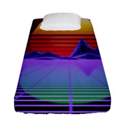 Synthwave Retrowave Synth Fitted Sheet (single Size) by Pakrebo