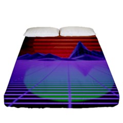 Synthwave Retrowave Synth Fitted Sheet (queen Size) by Pakrebo