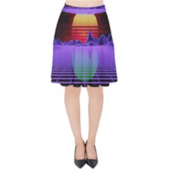 Synthwave Retrowave Synth Velvet High Waist Skirt by Pakrebo