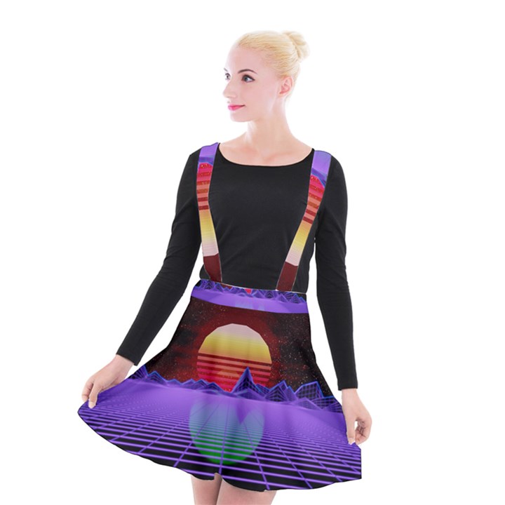 Synthwave Retrowave Synth Suspender Skater Skirt