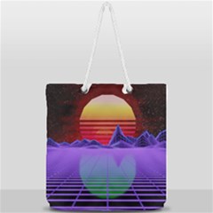 Synthwave Retrowave Synth Full Print Rope Handle Tote (large) by Pakrebo