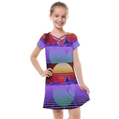 Synthwave Retrowave Synth Kids  Cross Web Dress by Pakrebo