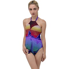 Synthwave Retrowave Synth Go With The Flow One Piece Swimsuit by Pakrebo