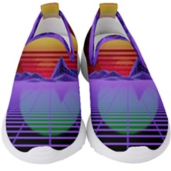 Synthwave Retrowave Synth Kids  Slip On Sneakers by Pakrebo