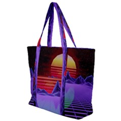 Synthwave Retrowave Synth Zip Up Canvas Bag by Pakrebo