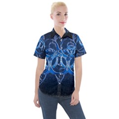 Background Creativity Form Pattern Women s Short Sleeve Pocket Shirt