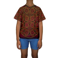 Celtic Spiritual Pattern Art Kids  Short Sleeve Swimwear by Pakrebo