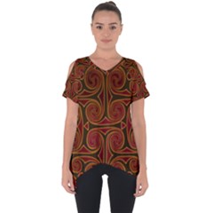 Celtic Spiritual Pattern Art Cut Out Side Drop Tee by Pakrebo