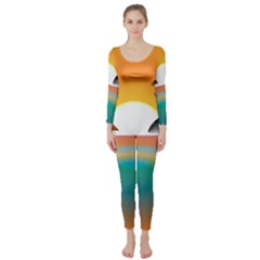 Sunset Beach Beach Palm Ocean Long Sleeve Catsuit by Pakrebo