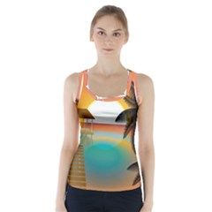 Sunset Beach Beach Palm Ocean Racer Back Sports Top by Pakrebo