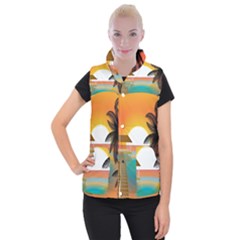 Sunset Beach Beach Palm Ocean Women s Button Up Vest by Pakrebo