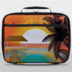 Sunset Beach Beach Palm Ocean Full Print Lunch Bag by Pakrebo