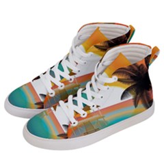 Sunset Beach Beach Palm Ocean Men s Hi-top Skate Sneakers by Pakrebo