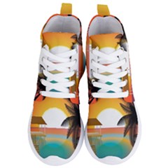 Sunset Beach Beach Palm Ocean Women s Lightweight High Top Sneakers by Pakrebo