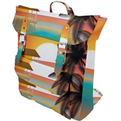 Sunset Beach Beach Palm Ocean Buckle Up Backpack by Pakrebo