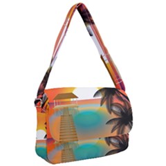 Sunset Beach Beach Palm Ocean Courier Bag by Pakrebo